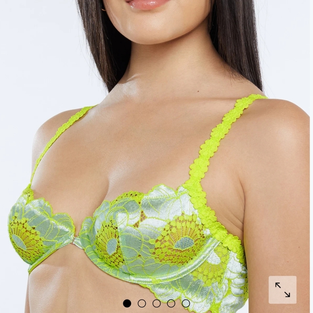NWT Savage Fenty Size 38C Perfect Poppies Lace Demi Bra Seashell Poppylicious
